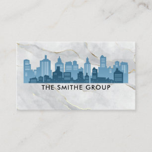 Real Estate City Skyline   Construction Business Card