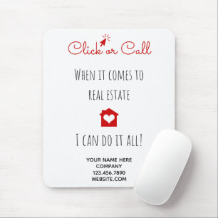 Real Estate Click or Call Marketing Gift Pop By Mouse Mat