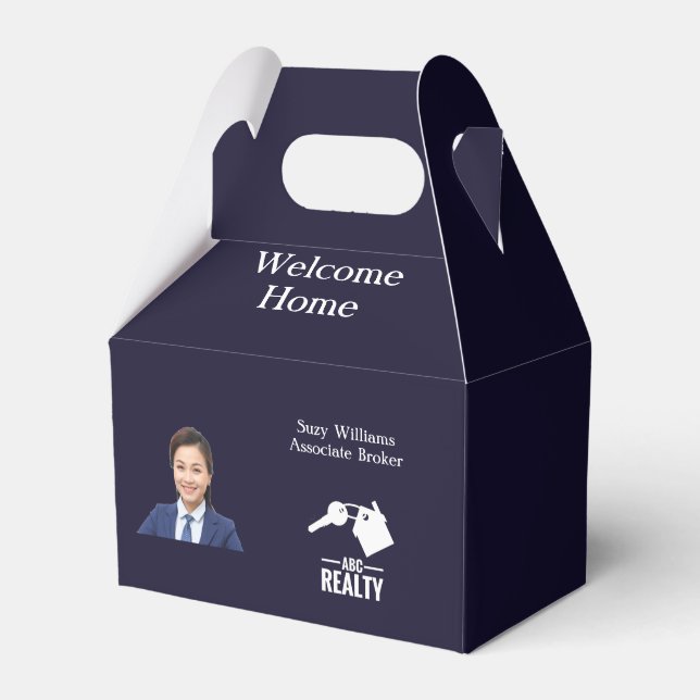 Real Estate Client Dk Blue Closing Gift Favour Box (Front Side)