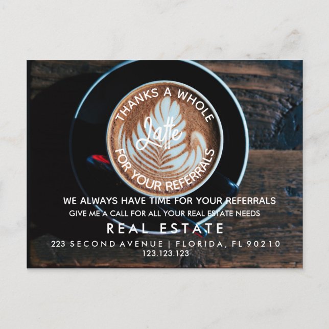 real estate Coffee referrals Announcement (Front)