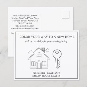 Real Estate Colouring  Postcard