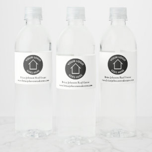 Real Estate Company Add Your Logo Simple Realtor Water Bottle Label
