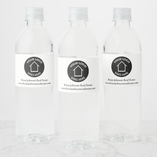 Real Estate Company Add Your Logo Simple Realtor Water Bottle Label (Bottles)