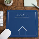 Real Estate Company Blue House Custom Realtor Mouse Mat<br><div class="desc">This modern realtor mousepad is simple and subtle with your monogram and company name. It features a chic minimalist blue and white line drawing of a house. A very classy real estate mouse pad for your realty office agents.</div>