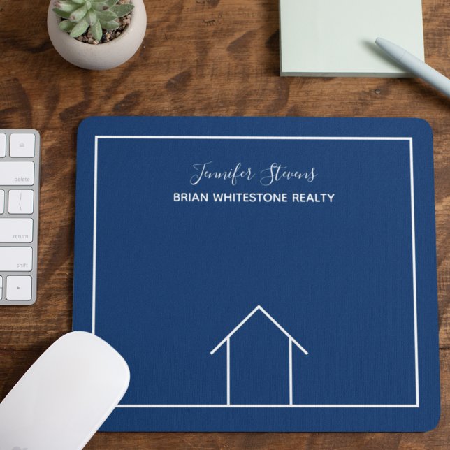 Real Estate Company Blue House Custom Realtor Mouse Mat (Creator Uploaded)