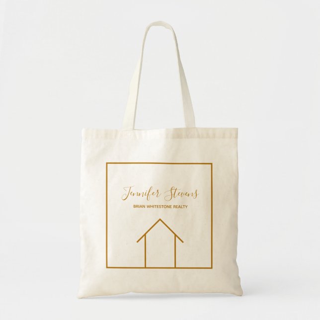 Real Estate Company Chic Gold Custom Realty Agent Tote Bag (Front)