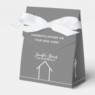 Real Estate Company Chic Grey Congratulations Favour Box