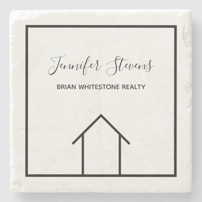 Real Estate Company Chic Personalised Realtor Gift Stone Coaster (Front)