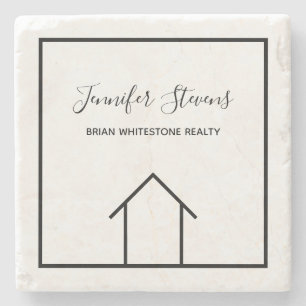 Real Estate Company Chic Personalized Realtor Gift Stone Coaster