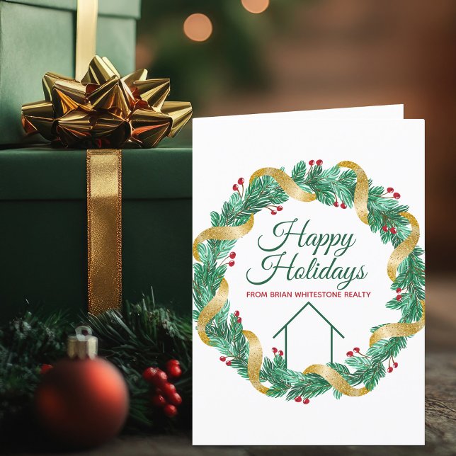 Real Estate Company Christmas Custom Folded Holiday Card (Creator Uploaded)
