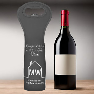 Real Estate Company Congratulations Grey Home Wine Bag