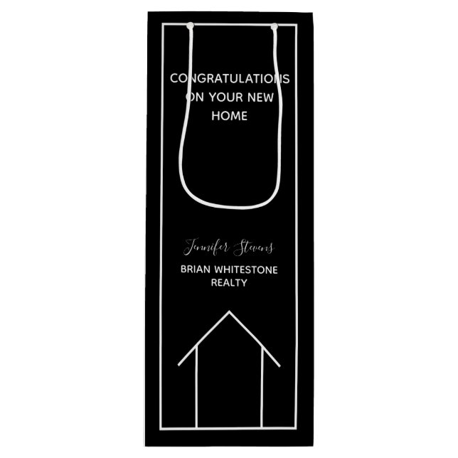 Real Estate Company Congratulations on New Home Wine Gift Bag (Front)