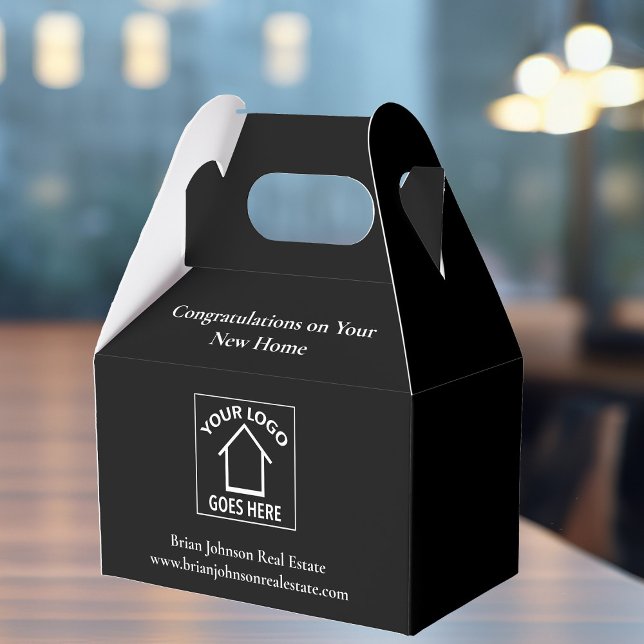 Real Estate Company Custom Business Logo Black Favour Box (Creator Uploaded)