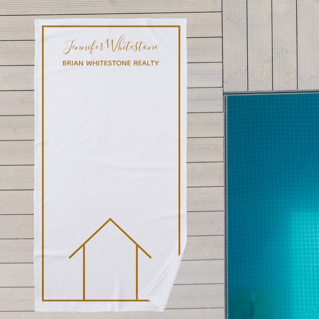 Real Estate Company Custom Chic Gold Realtor Beach Towel (Creator Uploaded)