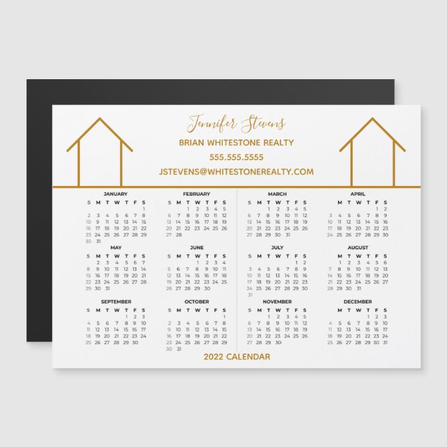 Real Estate Company Custom Gold 2022 Calendar (Front/Back)