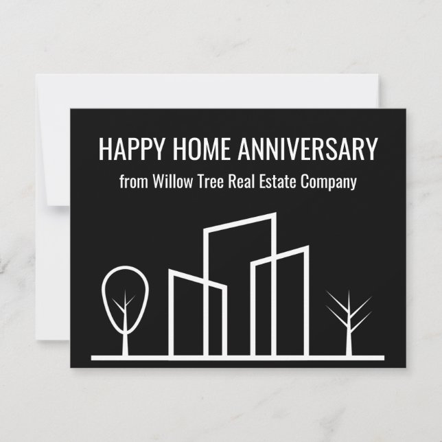 Real Estate Company Custom Happy Home Anniversary Card (Front)