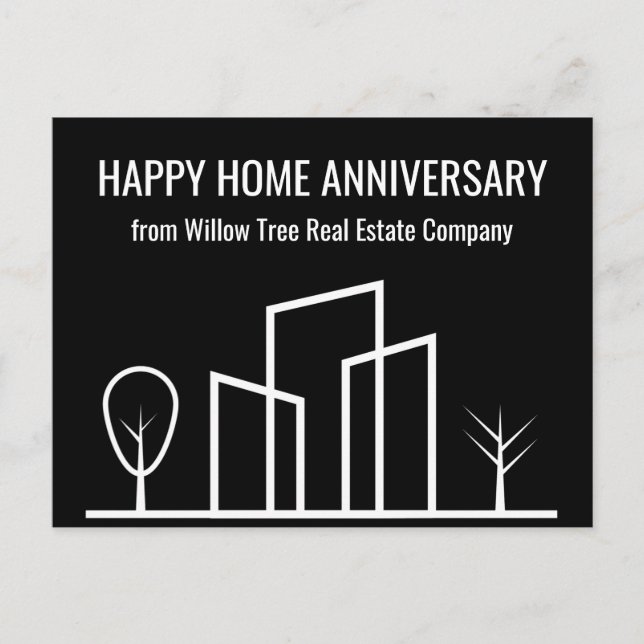 Real Estate Company Custom Happy Home Anniversary Postcard (Front)