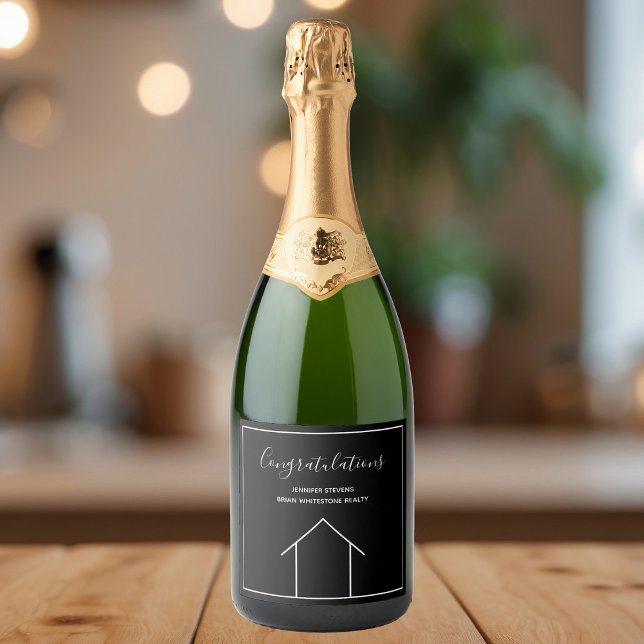 Real Estate Company Custom Housewarming Gift Sparkling Wine Label (Creator Uploaded)