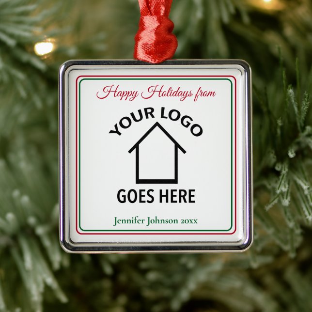 Real Estate Company Custom Logo Realtor Christmas Metal Tree Decoration (Tree)