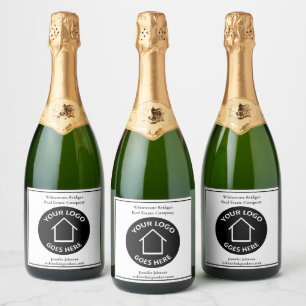 Real Estate Company Custom Logo Realtor Marketing Sparkling Wine Label
