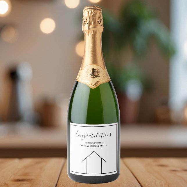 Real Estate Company Custom Realtor Congratulations Sparkling Wine Label (Creator Uploaded)