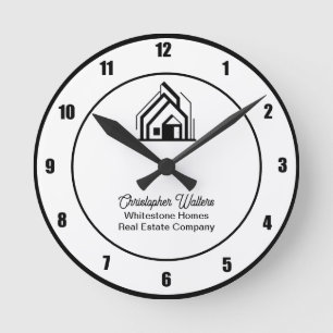 Real Estate Company Customised Realtor Logo Round Clock
