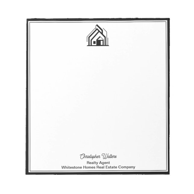 Real Estate Company Customized Realtor Logo Notepad (Front)