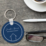 Real Estate Company Elegant Blue Custom Realtor Key Ring<br><div class="desc">This modern realtor keychain is custom made with your realty company name under the the agent name in chic typography. This minimalist blue and white key chain feature a simple line drawing of a house. Contemporary gift for an agent working to help you buy a home.</div>