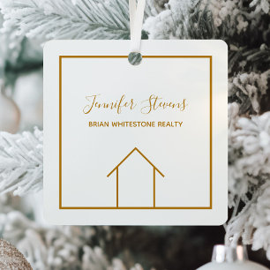 Real Estate Company Elegant Custom Gold Christmas Glass Tree Decoration