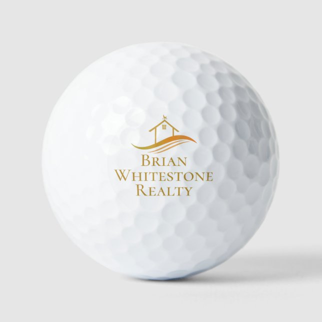 Real Estate Company Gold House Custom Realtor Golf Balls (Front)