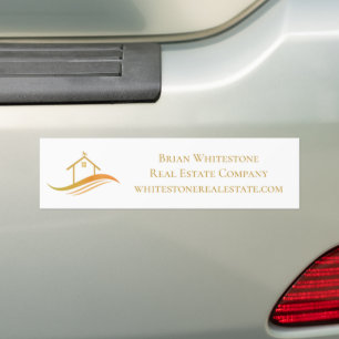 Real Estate Company Gold House Logo Custom Bumper Sticker
