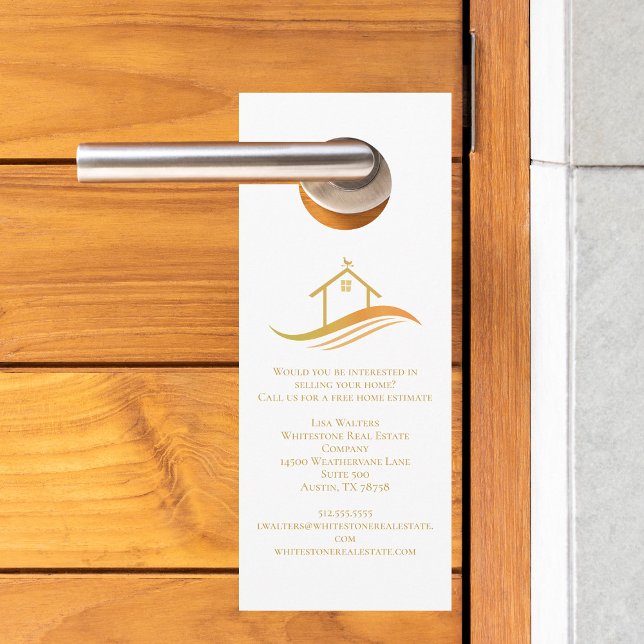 Real Estate Company Gold House Logo Marketing Door Hanger (Creator Uploaded)