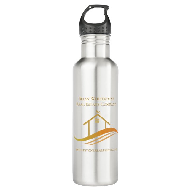 Real Estate Company Gold Logo Personalised Realtor 710 Ml Water Bottle (Front)