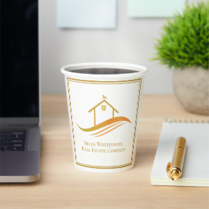 Real Estate Company Gold Open House Customisable Paper Cups