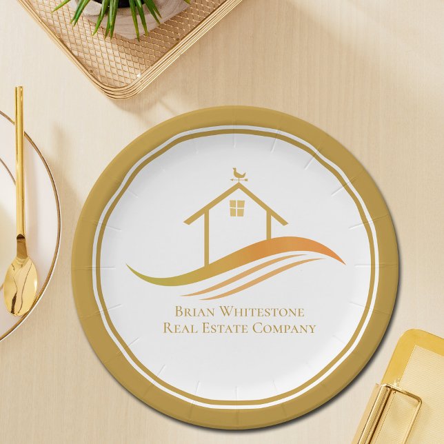 Real Estate Company Gold Open House Customisable Paper Plate (Creator Uploaded)