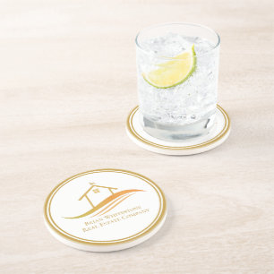 Real Estate Company Gold Personalised Realtor Coaster