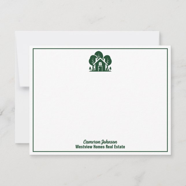 Real Estate Company Green Forest House Card (Front)