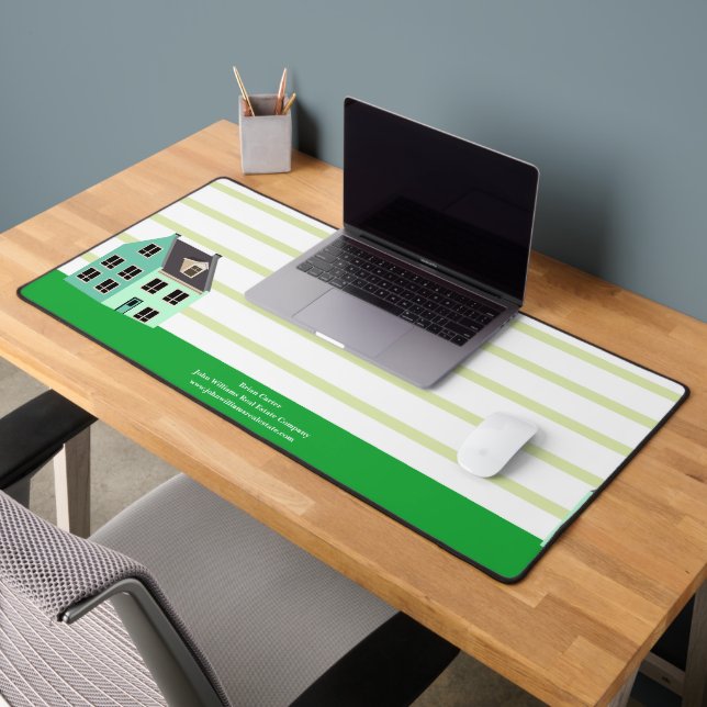 Real Estate Company House Cute Green Realtor Desk Mat (Office 2)