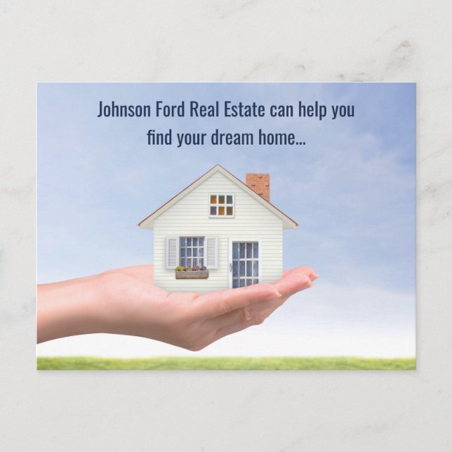 Real Estate Company House in Hand Photo Marketing Postcard (Front)