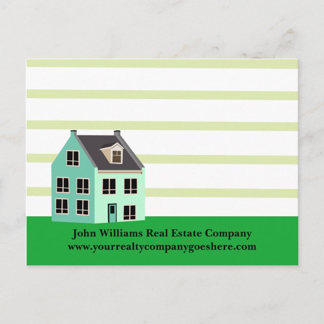 Real Estate Company House Modern Green Striped Postcard (Front)