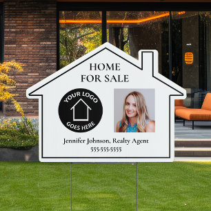 Real Estate Company Logo Agent Photo House Yard Garden Sign