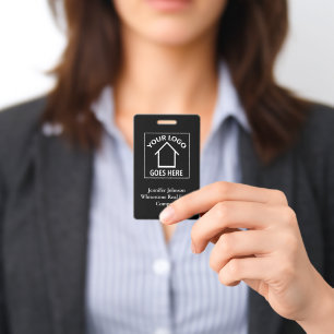 Real Estate Company Logo Black White Realtor ID Badge