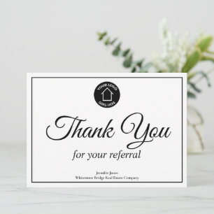 Real Estate Company Logo Custom Realtor Flat Thank You Card
