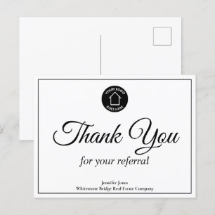 Real Estate Company Logo Custom Realtor Thank You Postcard