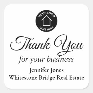 Real Estate Company Logo Custom Realtor Thank You Square Sticker