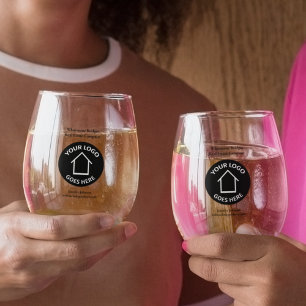 Real Estate Company Logo Customisable Realtor Stemless Wine Glass