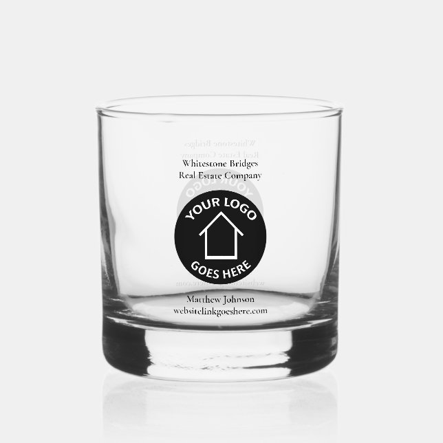 Real Estate Company Logo Customisable Realtor Whiskey Glass (Front)
