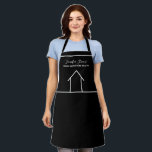 Real Estate Company Modern Black Custom Realtor Apron<br><div class="desc">This modern realtor apron is custom made with your realty company name under the the agent name in chic typography. This minimalist black and white gift features a simple line drawing of a house. Contemporary gift for an agent working to help you buy a home.</div>
