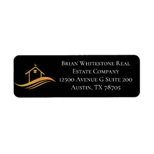 Real Estate Company Modern Black Return Address