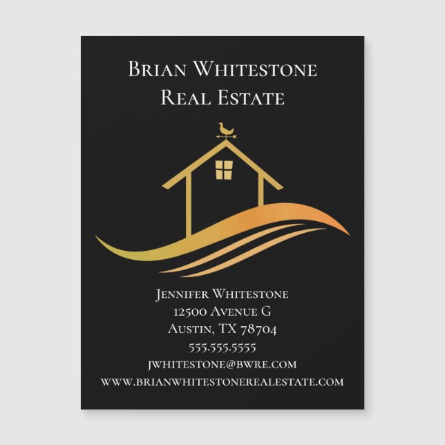 Real Estate Company Modern Business Card Magnet (Front)